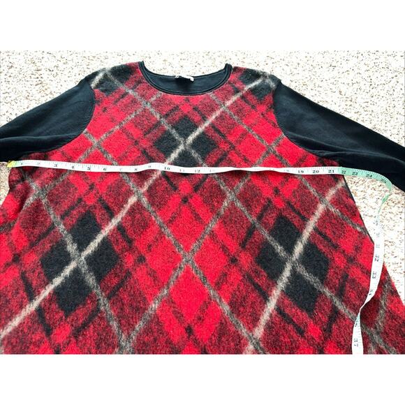 J. Jill Woman Pullover Sweater Size 2X Red Black Plaid Holiday Preppy Classic - Picture 6 of 8